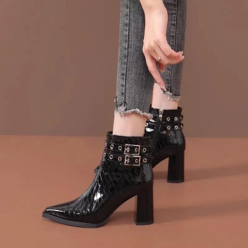 

botas femininas women casual sweet black rivet high quality spring & autumn boots lady fashion elegant shoes ab606 35