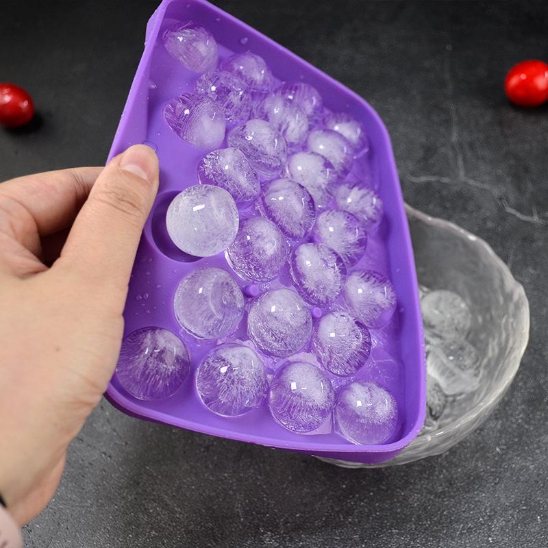 25-Hole Silicone Ice Cube Tray - Easy Release Round Ball Mold for Household Use