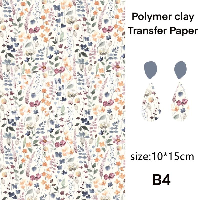 Creative Flower Designs Transfer Sheets Essential Jewelry Making Floral Transfer Sheets for Clay Jewelry Charm