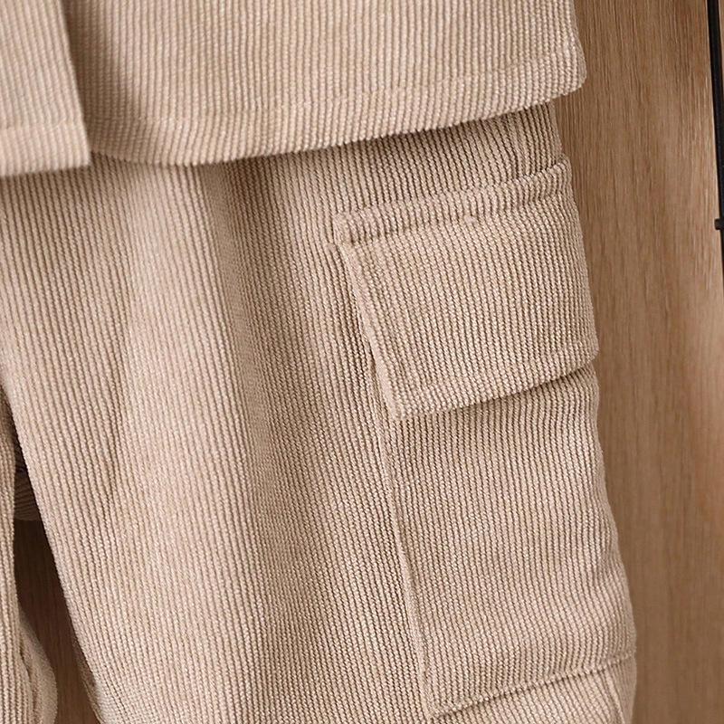 Beige Children's Autumn/Winter Suit: Stylish Baby Boy Long-Sleeve Jacket and Trousers Combo