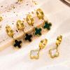 Clover Stud Earrings for Women - Korean Style, Titanium Steel, Versatile, Simple Luxury, Gold Edged