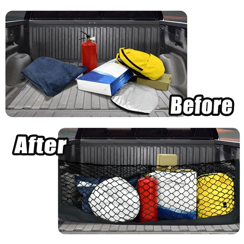 Car Truck Bed Cargo Net Rear Back Cargo Trunk Storage Organizer Luggage Net Holder For GMC Sierra Chevy Silverado 2013-2024