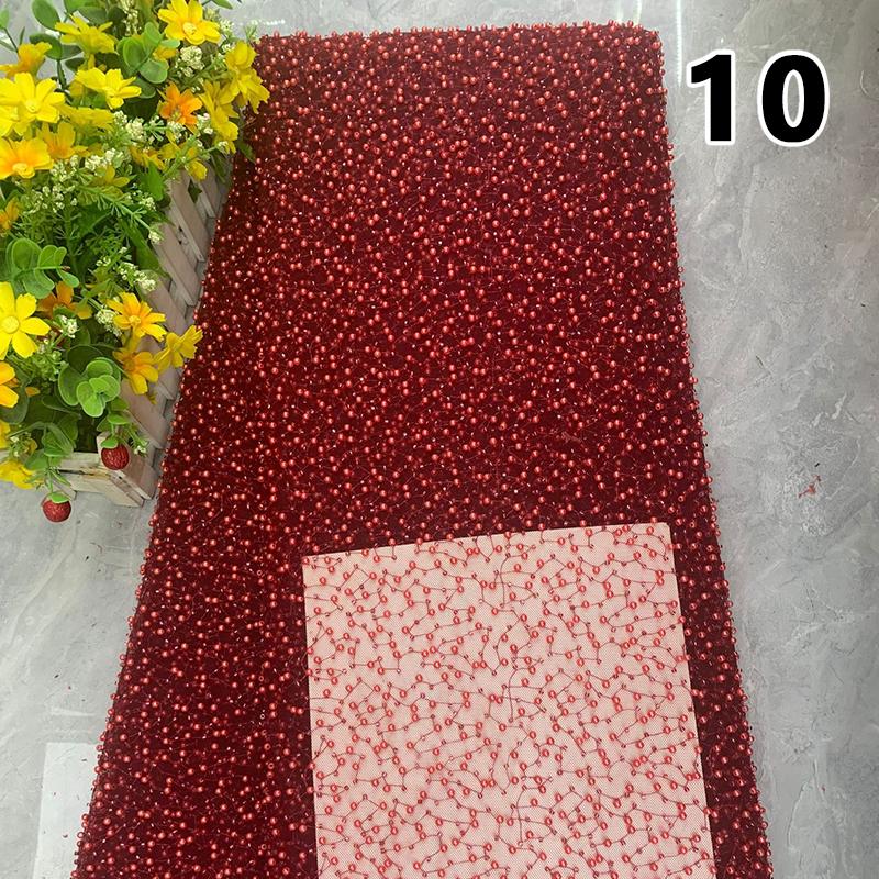 1 Yard  Luxury Heavy Embroidery Pearl Sequin Bead Fabric Gorgeous African Gauze Lace Fabric DIY Handmade Wedding Dress Garments