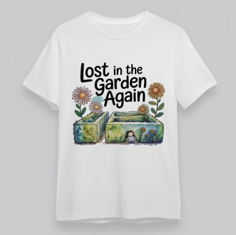 

Women s Soft Classic T-Shirt Lost in the Garden Pathway Printed Oversize Tee USA L