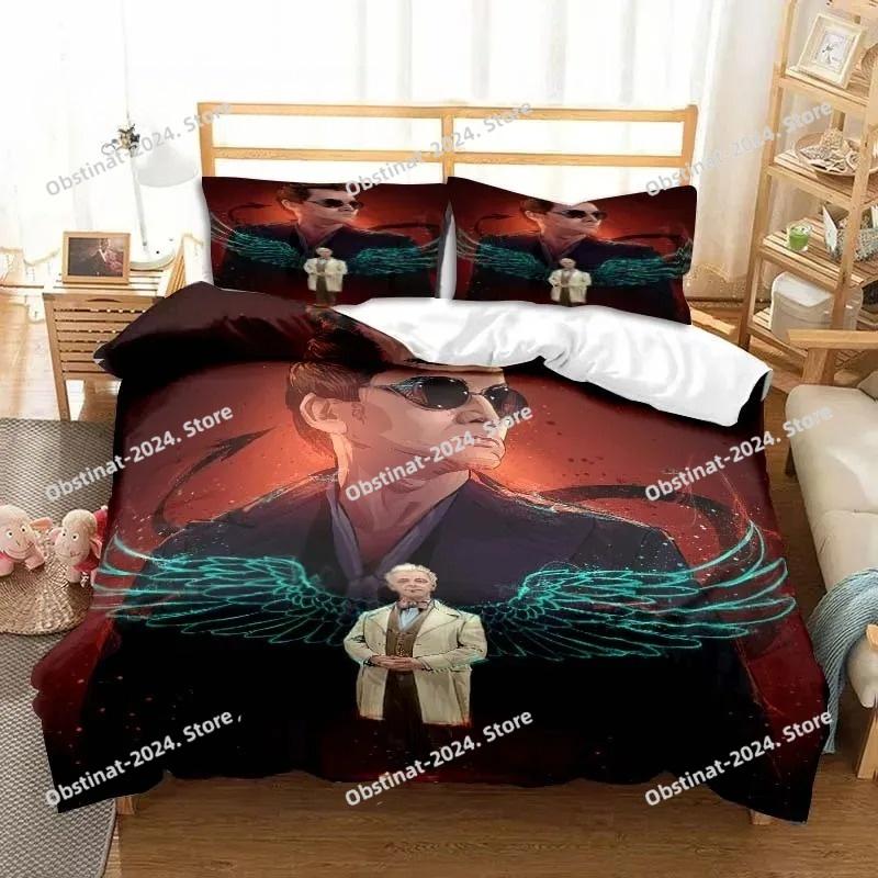 3D Good Omens Movie Angels Bedding Set Printed Bed Set Duvet Cover Sheet Pillowcase Bed Soft Quilt Cover Full Queen King Size