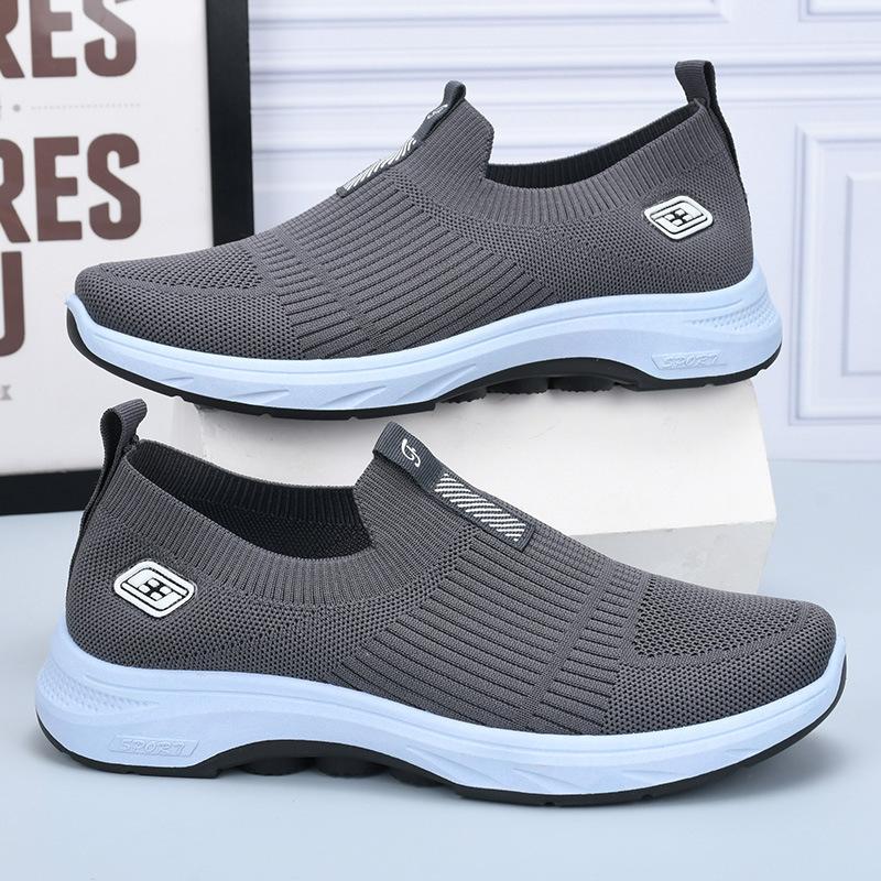 

Летающие плетеные туфли для иностранных торговых марок 2025 года, весна, мужские и женские туфли в одном стиле, повседневные туфли с одной педалью, сетчатые дышащие ленивые туфли 44