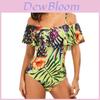 Piece One Woman Swimsuit Ruffles Floral Printed Monikini Padded Bathing Suit