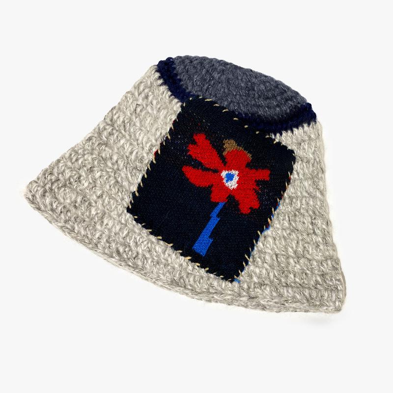 

Korean Niche Designer Style Flower Wool Hat for Women In Autumn and Winter Warm Knitted Fisherman Hat Trendy Couple One size