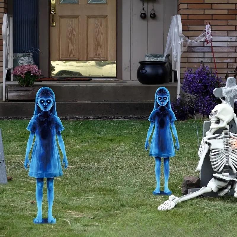 Halloween New Metal Yard Sign Ghost Outdoor Garden Pile Holiday Party Decoration