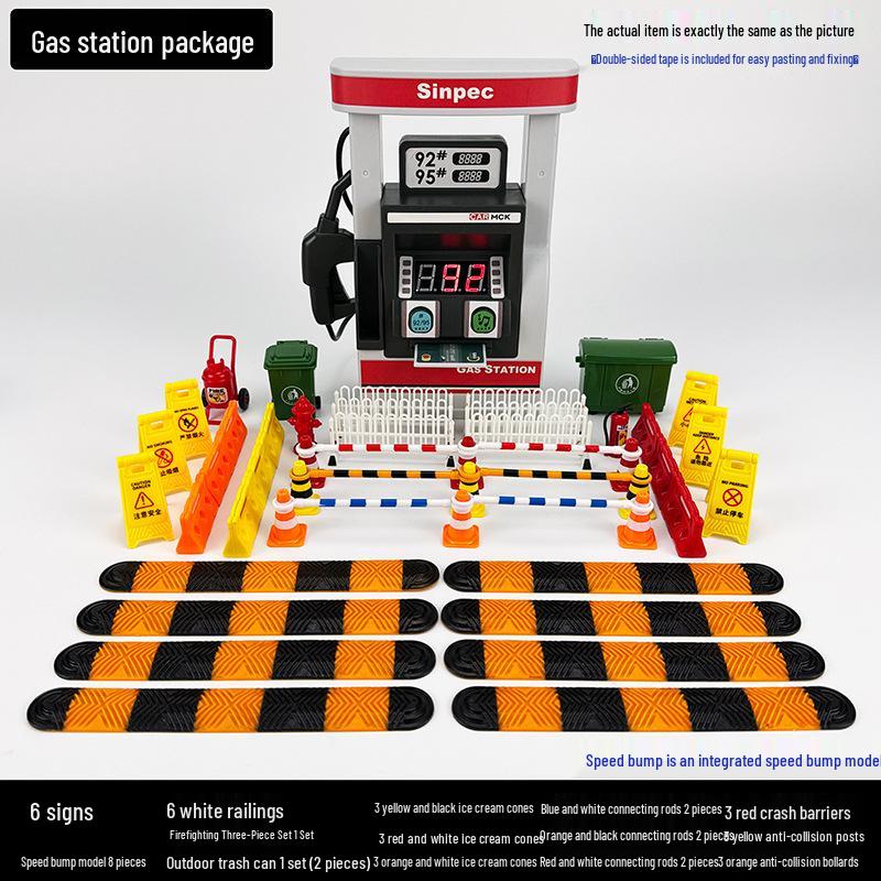 Speed Bump & Traffic Scene Model Toys: Cars, Cones, Signs, Lights, Plates
