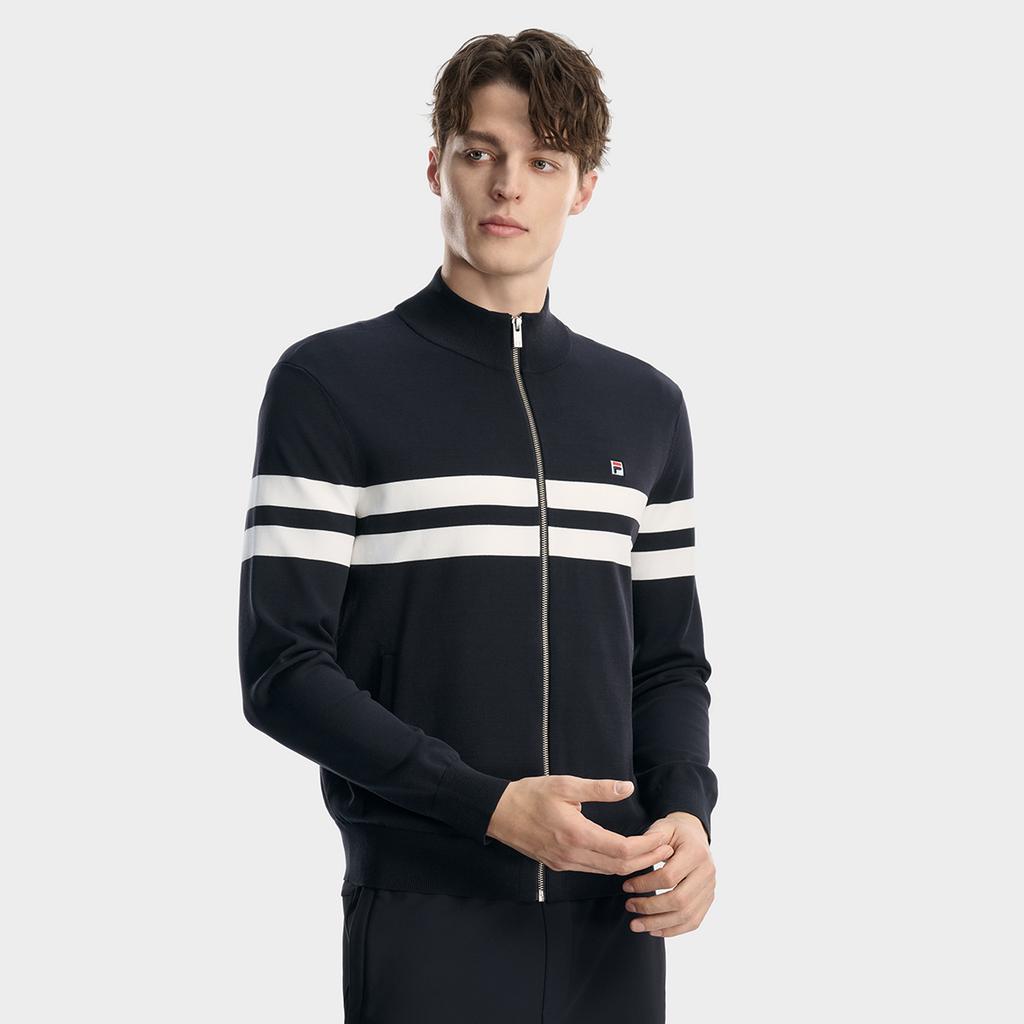 Fila Heritage Classic Einfach Mode Lässig Vielseitig Bequem Gestrickte Jacke Herrenjacken Legendär-Blau F11M618406FNV