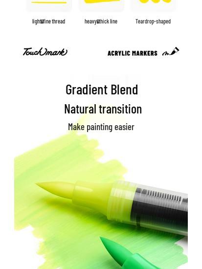 Taichi Touchmark Black Liquid Acrylic Marker for Elementary Art - Soft Tip Pen