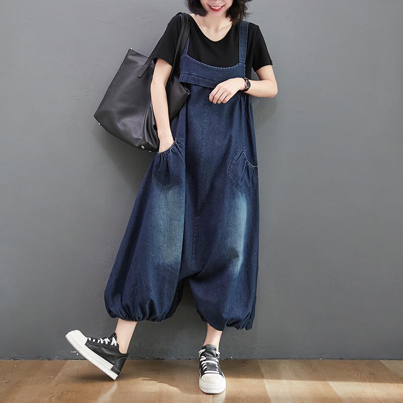 Mono de mezclilla holgado estilo coreano japonés