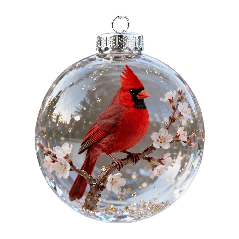 8cm Nature's Birds Crystal Glass Ornament Set Bird Glass Christmas Tree Ornaments Clear Christmas Balls Hanging Pendant For Home
