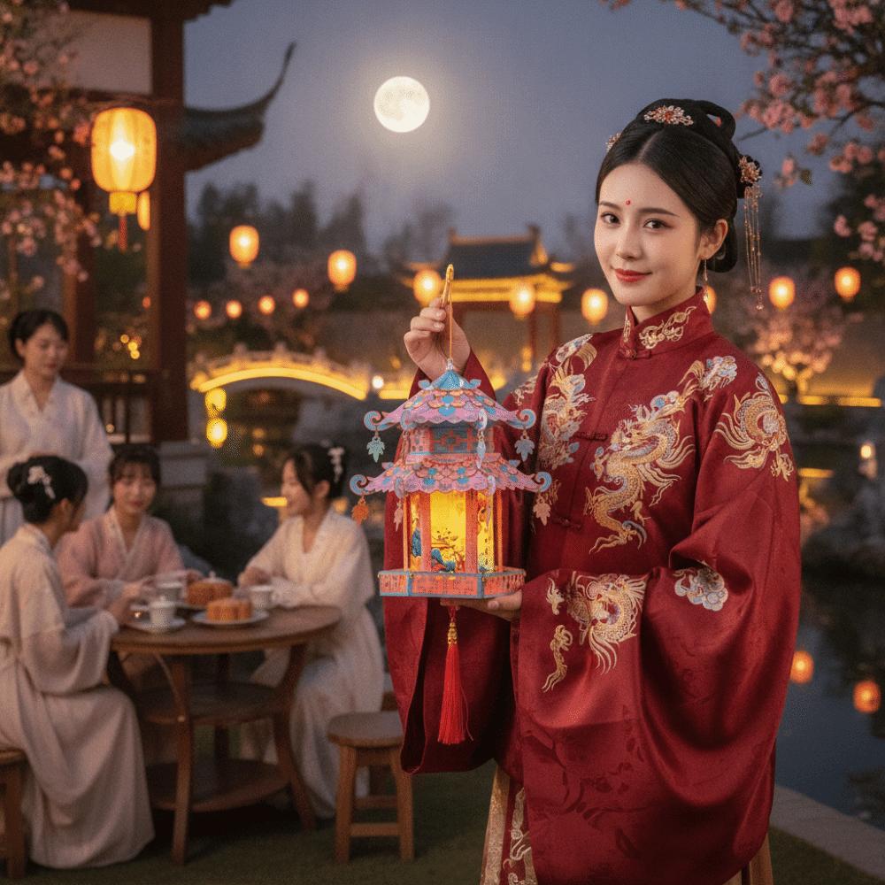 Pavilion Shape Mid-Autumn Festival Lantern Kindergarten Craft Lantern Lantern Festival