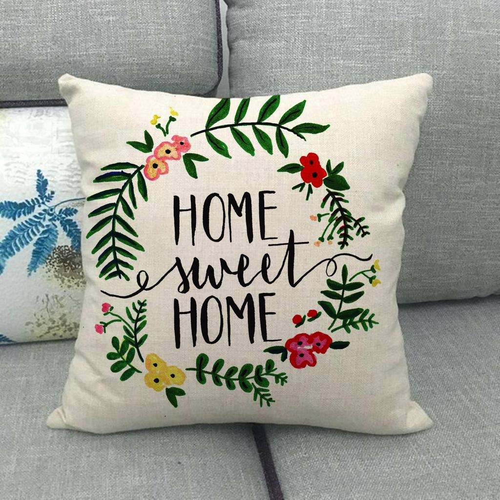 45cm*45cm  Home Sweet Home Throw Cushion Cover Linen/cotton Sofa  Pillow Cover Decorative Pillow Case