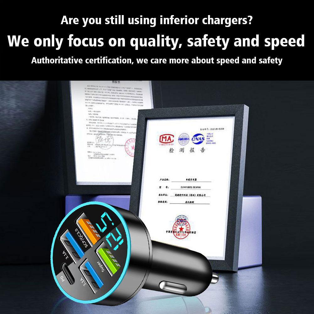 5 Ports USB Car Charge 250W Quick Mini Fast Charging For IPhone 11 Mobile Phone Charger Adapter In Car