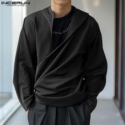 Men Long Sleeve Ruffled Shirts Tops Open Front Casual Tops