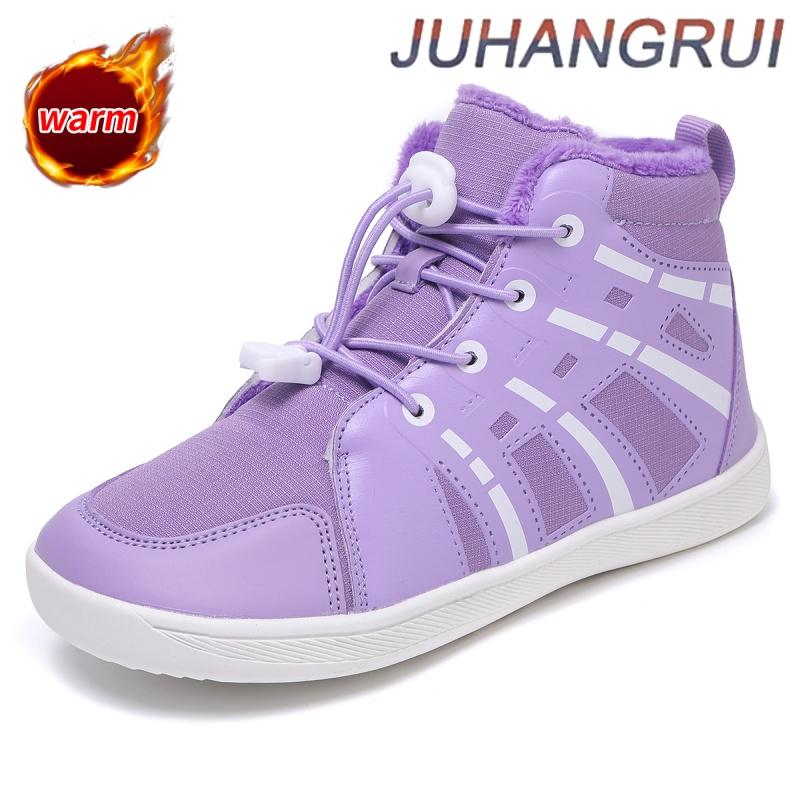 

Winter Children Warm Snow Boots Waterproof Fabric Boys And Girls Non-Slip Sneakers Fashion Warm Kid s Ankle Boots Hiking Shoes 28