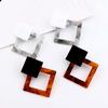 Acetic Acid Leopard Acrylic Geometric Big Square Drop Earrings for Women