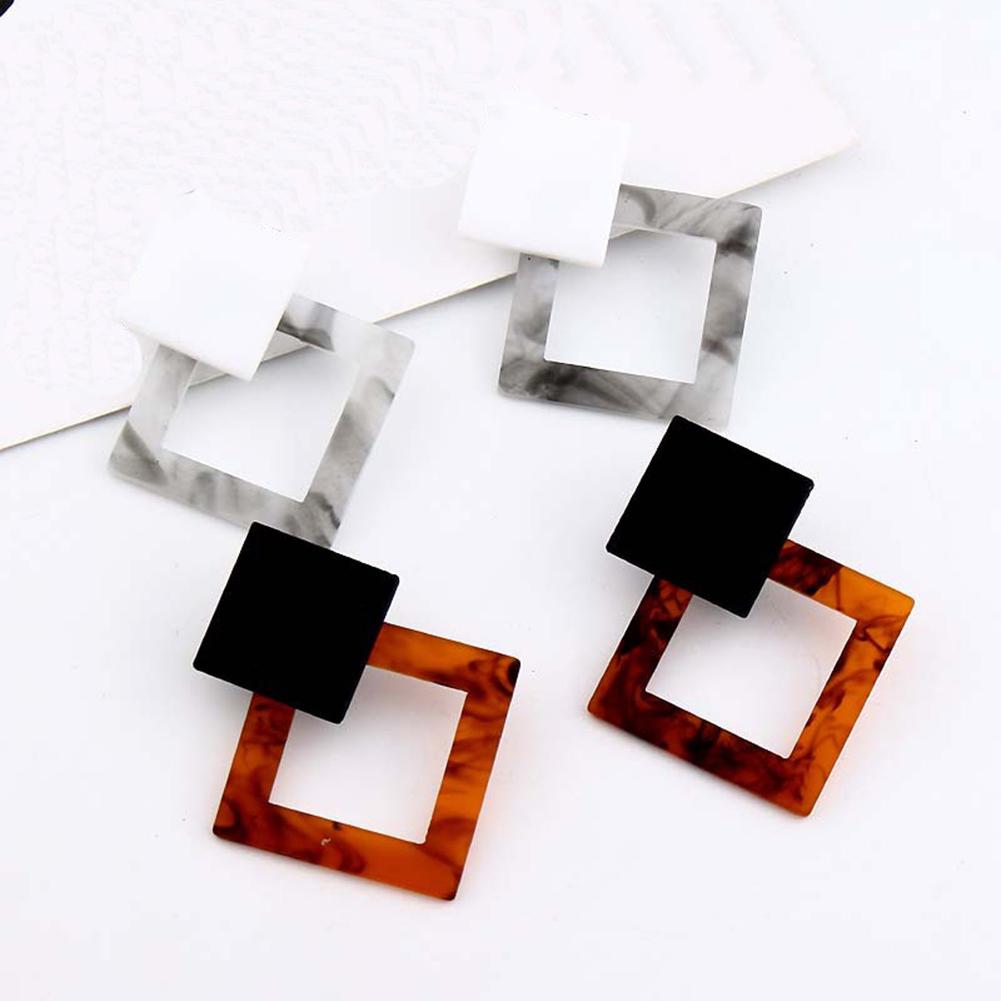 Acetic Acid Leopard Acrylic Geometric Big Square Drop Earrings for Women