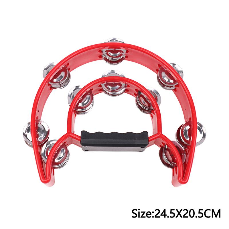 Hand Bell Double Row Rattle Orff Tambourine Double Layer Hand Bell Drum Percussion Instrument Handle Jingle Bell Educational Toy