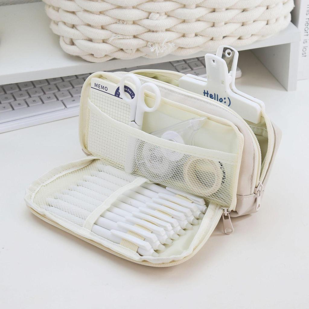 Japanese Style Cotton Rope Pencil Case - Large Capacity for Junior & Senior High School Students