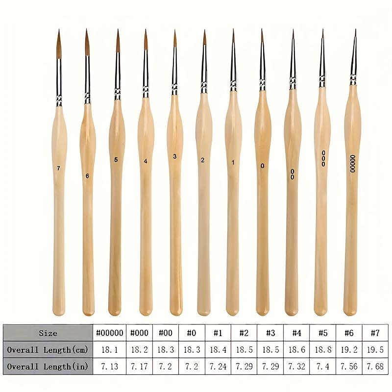 Sada detailních štětců | 11 ks | Štětce s jemným hrotem | pro mikrop painting, akryl, akvarel, olejomalbu, modely, řemesla, kreslení linek