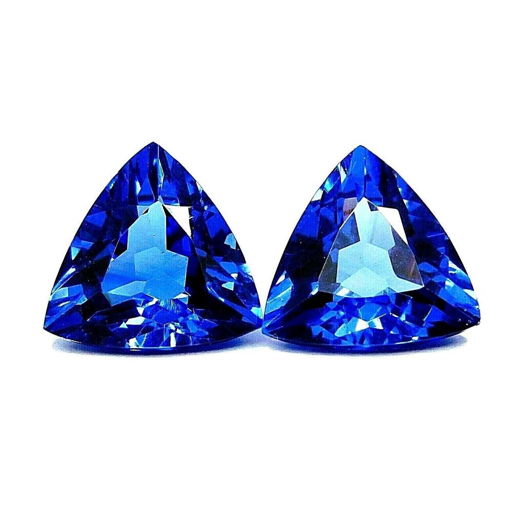 Natural Blue Tanzanite Loose Gemstone Trillion 8-10 Ct Each Pair for Jewelry Making and Crafts