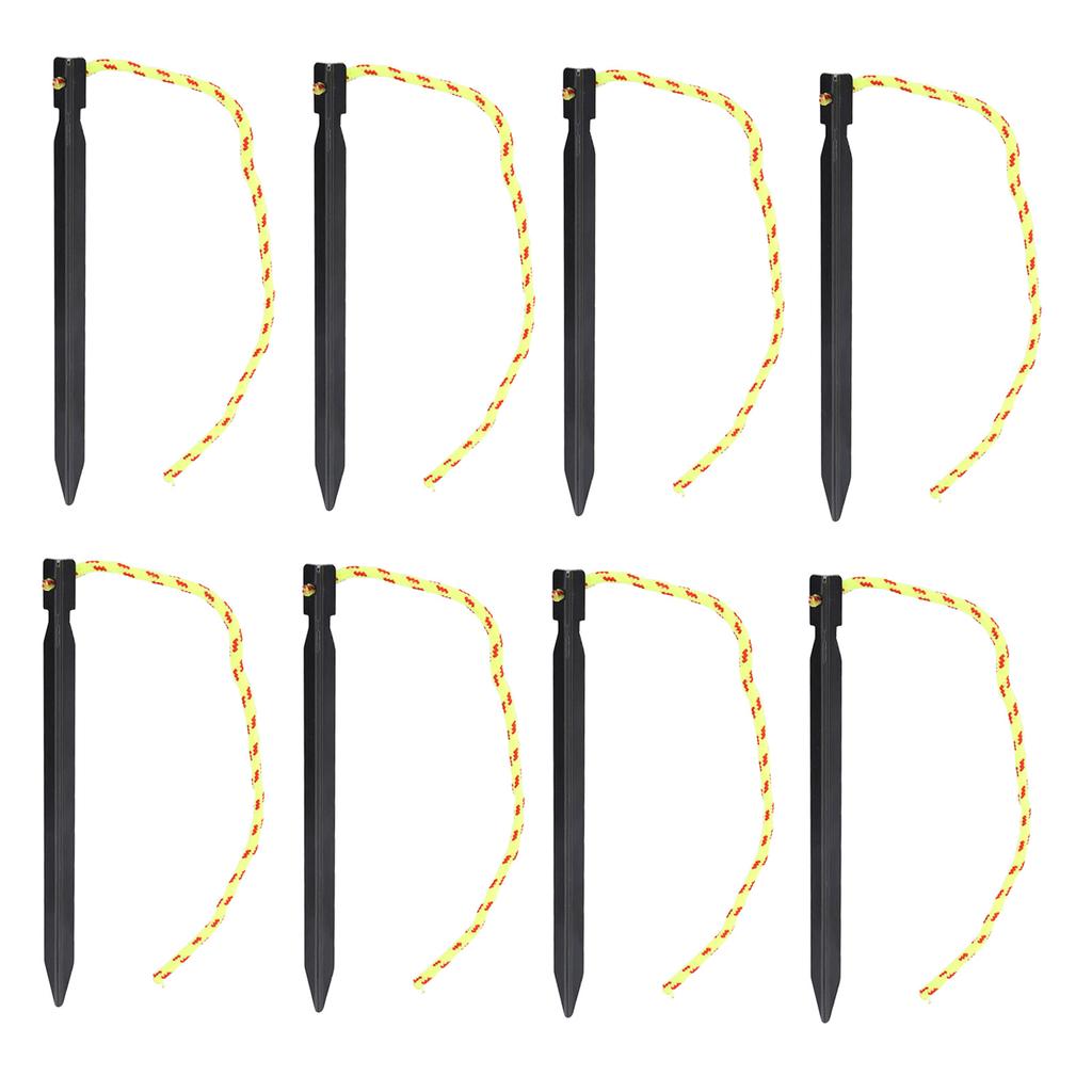 12PCS Tent Stakes Aluminum Alloy Three Edges Lightweight Tent Nail Ground Pegs with Pull Ropes for Backpacking Camping