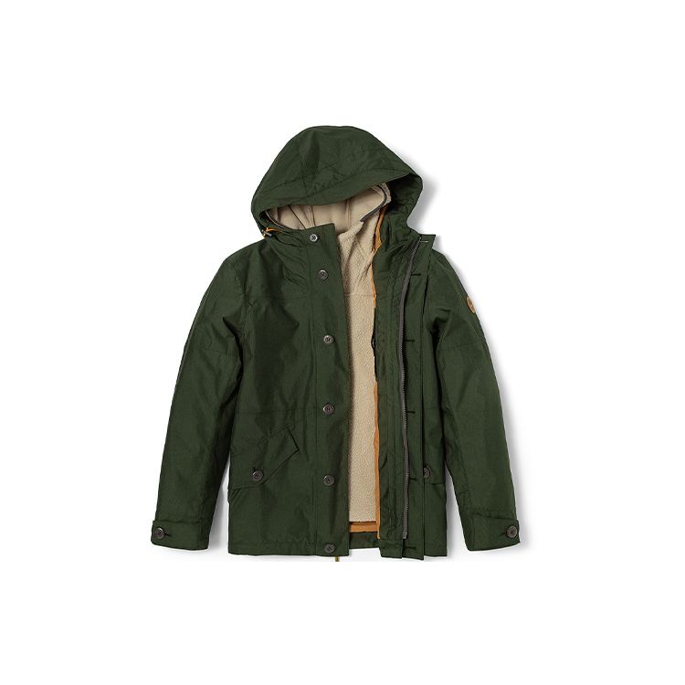 Timberland Outdoor Fleece Lined Warm Three In One Hooded Logo Jacket Men Jackets Green A448C-U31