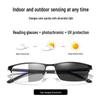 Men's Fashion Photochromic Half-Rim Metal Reading Glasses: Indoor/Outdoor Dual-Use with Anti-Blue Light Protection