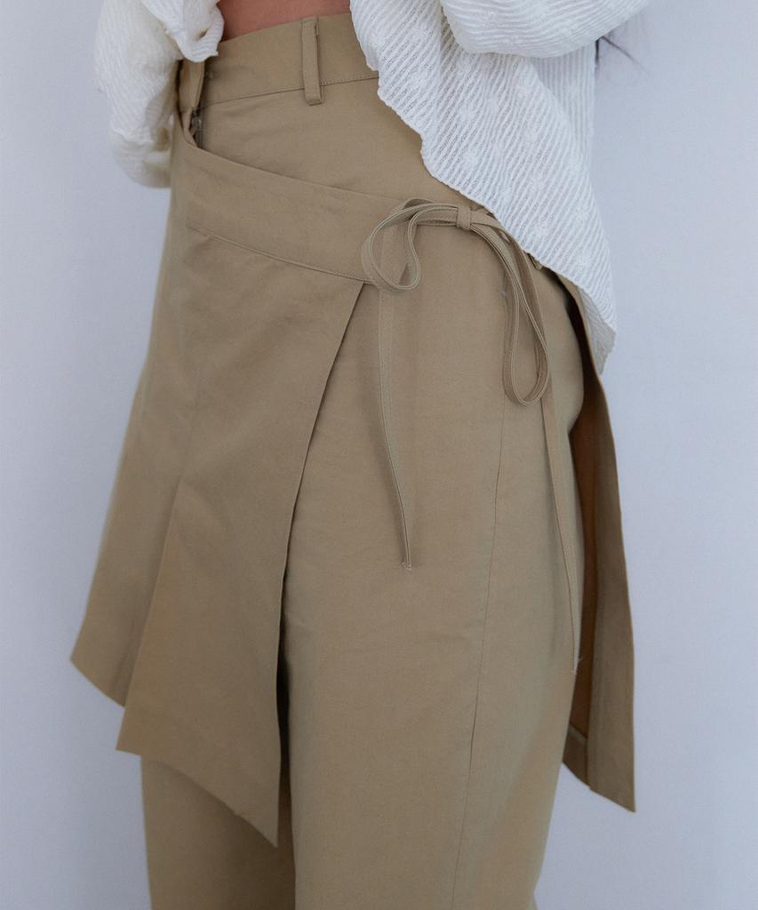 OURO Pleats Skirt Layered Pants [ Camel ]