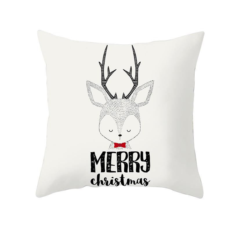Peach Skin Christmas Print Pillow Case Cartoon Animal Home Sofa Cushion Cover Bedside Bedroom Pillow