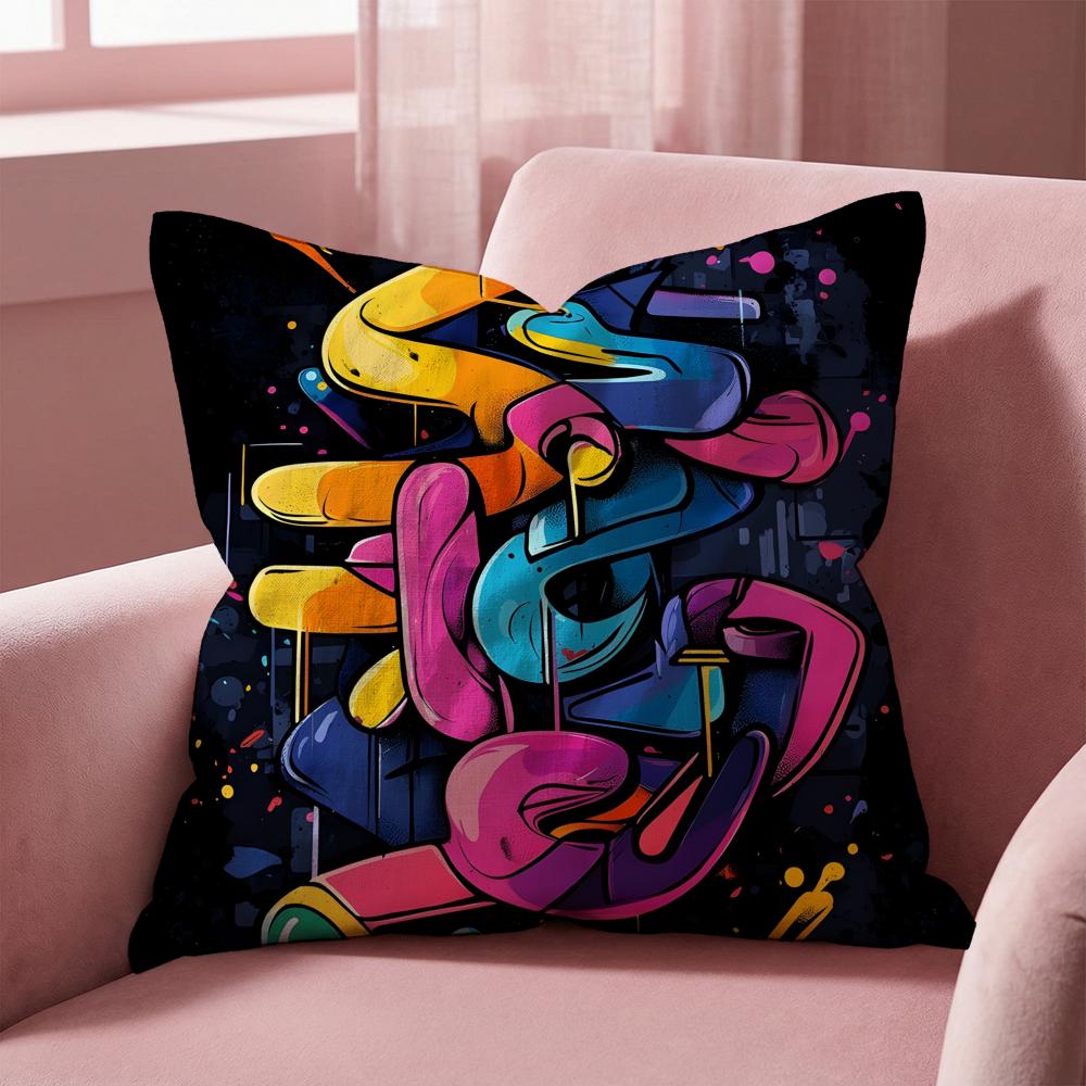 Street Graffiti Texture Cushion Cover MultiScene Pillow Cover for Home  Car  Reversible Soft  Durable for Daily Use