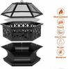 Portable Courtyard Metal Fire Pit 22" Hexagonal Shaped Iron Brazier Wood Burning Fire Pit Decoration for Backyard Poolside