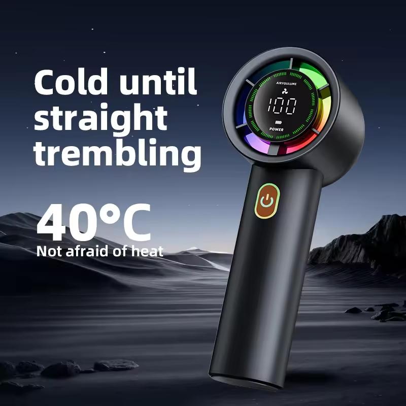 Handheld Fan 3000mAh Battery Personal Digital Display USB Rechargeable for Travel Outdoor School Gift
