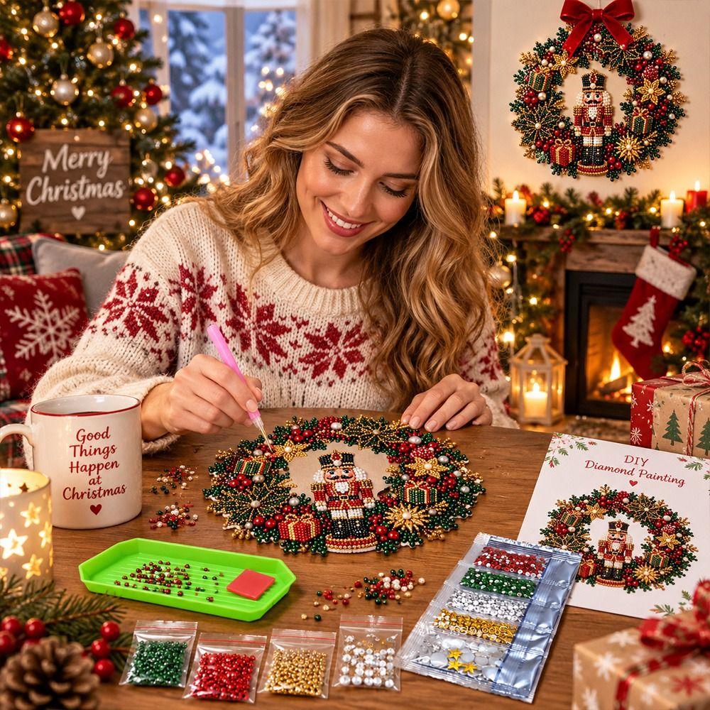Round Board Pearl Painting Window Hanging Pre Printed DIY Craft Pendant Xmas Tree