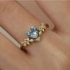 Exquisite Inlaid with Blue White Stone Gold Color Heart Flower Rings  Party Rings for Women Jewelry