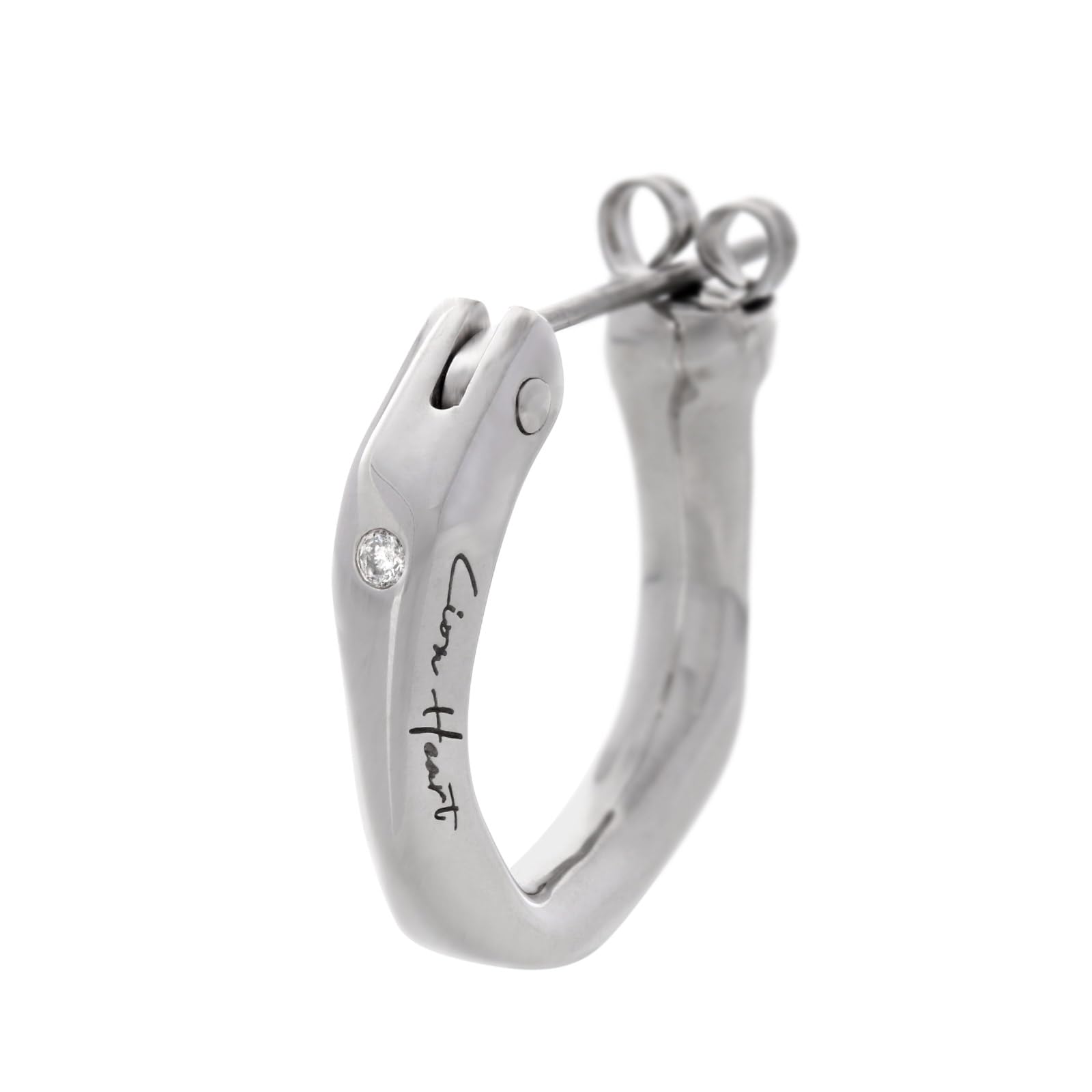 

Hoop Earrings Silver for One Ear Crossing Diamond Host Catch Part Stainless Steel Present Unisex [Lion Heart] Men s срібний