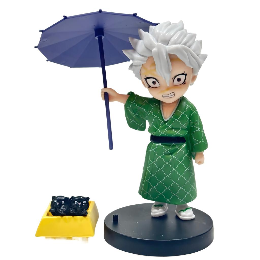 New Demon Slayer Plum Rain Season Blind Box Q Version Figures Umbrella Scene PVC Collectible Model Toy Gift for Anime Fans