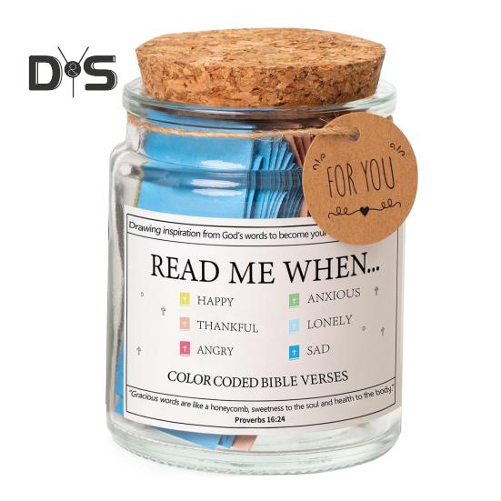 Glas mit Bibelversen „Lies mich, wenn“ – Glas mit Bibelversen – Glas mit täglichem Gebet und Hoffnung – mit 90 Versen – Christliche Geschenke für Frauen und Männer