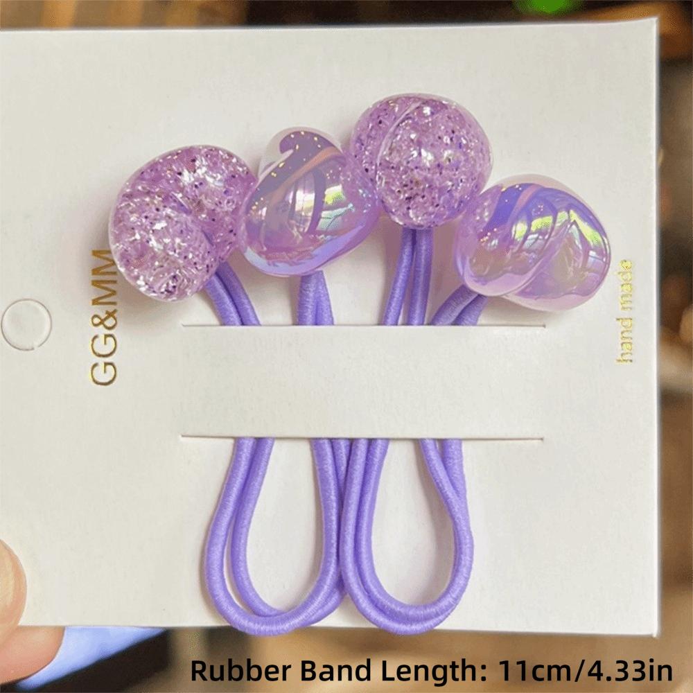 2pcs/lot Elastic Hair Ties Acrylic Beads Kids Hair Bands Cute Ponytail Hair Ties Hair Accessories