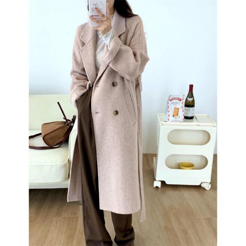 New Classic Double-breasted Woolen Coat In Autumn and Winter, Long Woolen Coat Woman