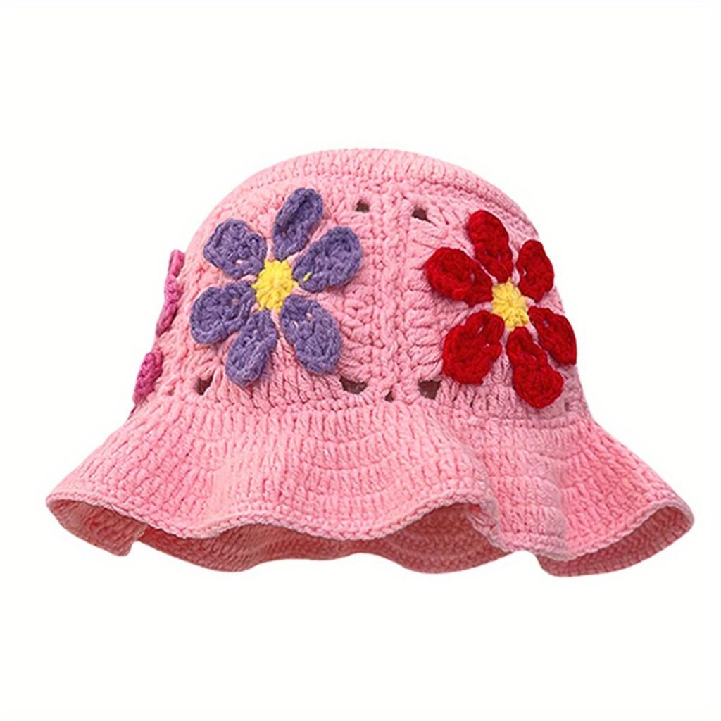 New Crochet Hat 2024 Fashion Colorful Woolen Hat Women's Autumn and Winter Cute Handmade Plush Hat Knitted Fisherman Bucket Hats