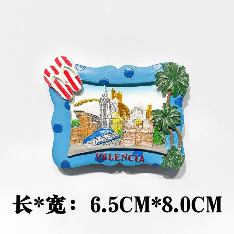 Valencia Castle Fridge Magnet Spain Travel Souvenir Cuenca Tenerife Menorca Resin Craft For Home Kitchen Decoration