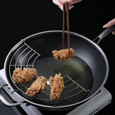 32cm Stainless Steel Oil Strainer Rack Oil Drainer Mesh Foldable Gadgets Frying Pan Oil Drain Rack
