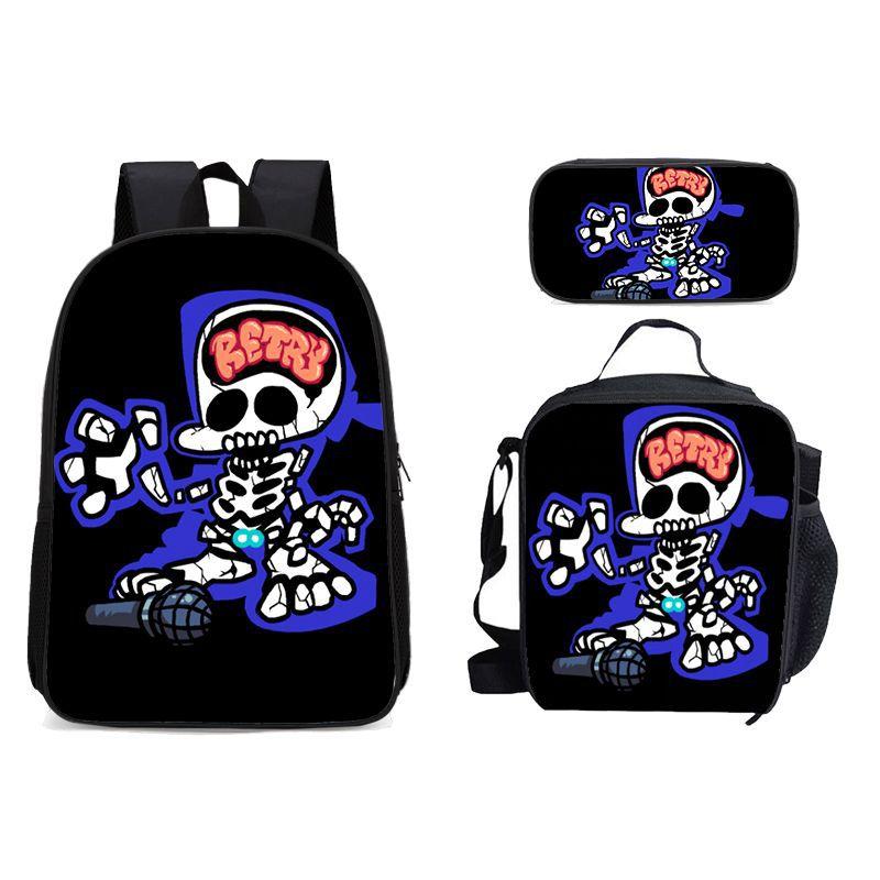 New Friday Night Funkin Backpack Three Piece Set Black Friday Korean Version Student Backpack Ice Pack Pencil Case Dropshipping