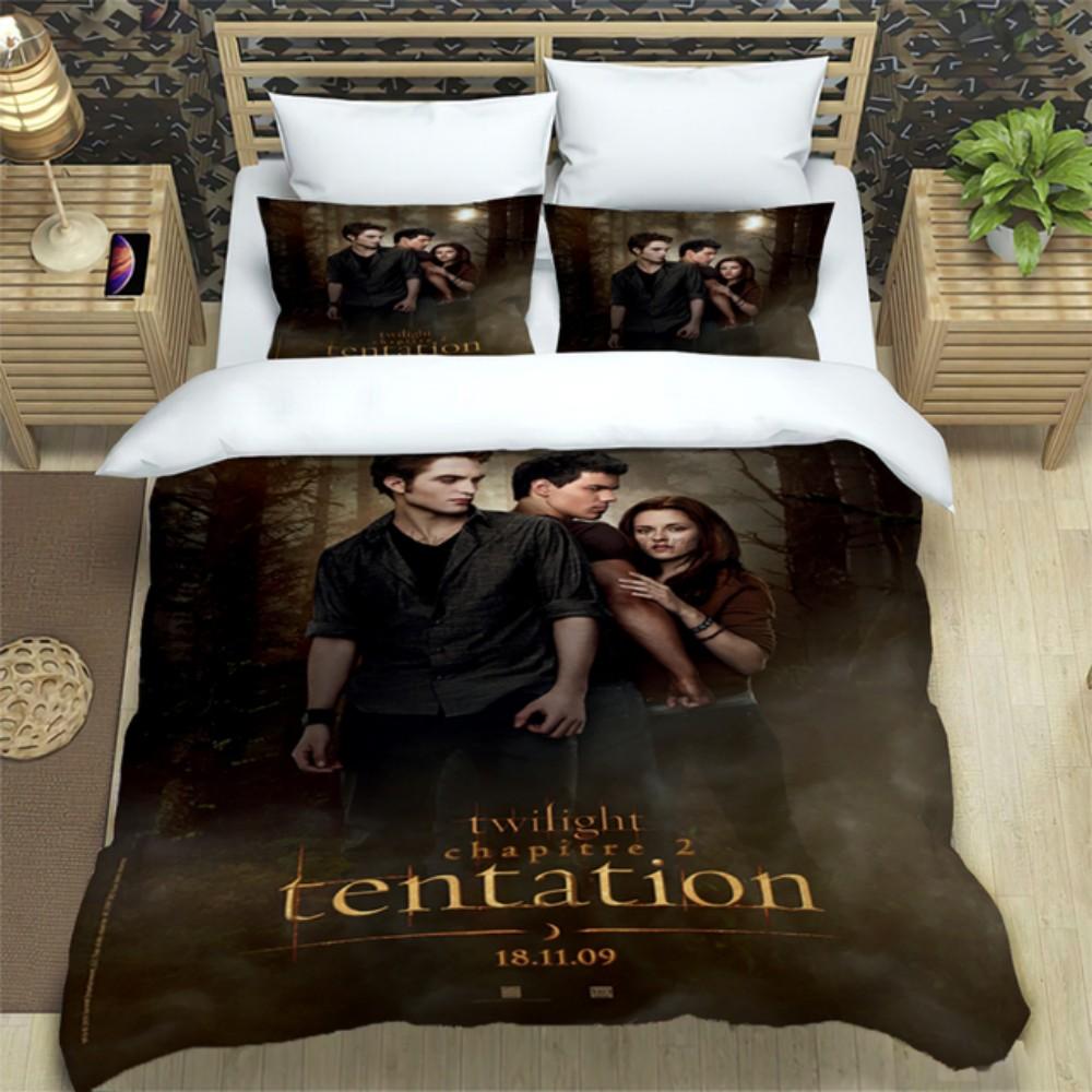 Twilight Series Duvet Cover Set And Pillowcases Vampire Movies Single King Full Fashion Bedding Set For Adults Duvet Cover