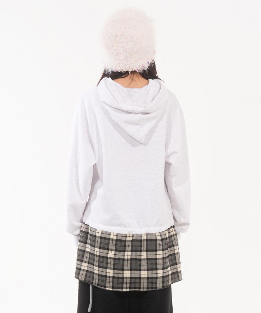 Panyoung Lovit Hooded Check Dress White Gray
